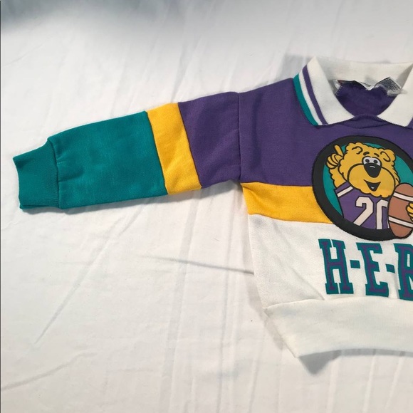 VINTAGE NWT Toy Box Bear Football Colorblock Collared Sweatshirt Size 12M - Picture 4 of 7